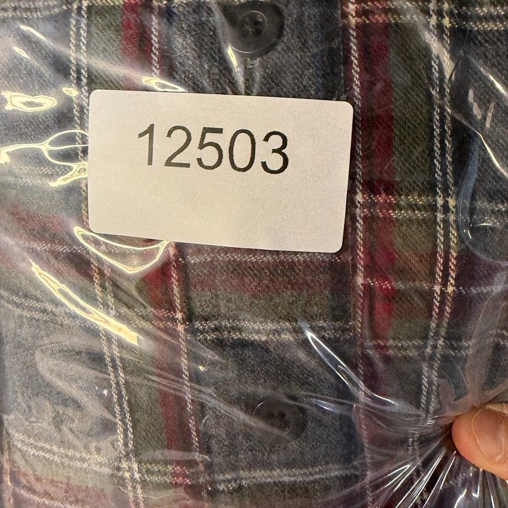 LL Bean Flannel Shirt Mens Large Gray Scotch Tartan Plaid Button Down Chore - Picture 7 of 7